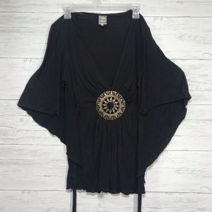 Banana USA Embellished Kaftan Top Size L Black
